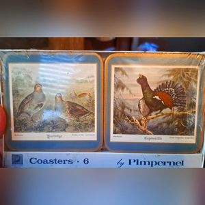 Vintage Set 6 Pimpernel Game Birds Cork Backed Coasters New In Package